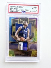 2017-18 Panini Select - Select Swatches Dirk Nowitzki  Tie-Dye Prizm /25 PSA 8 picture