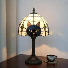 Tiffany Style Black Cat Stained Glass Table Lamp Cute Small Quirky Table Lamp Be picture