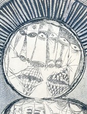 1969 SIGNED Arun Bose Bangladesh artist 1934-2007 color etching print Indian art picture