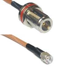 RG400 N FEMALE BULKHEAD to RP-SMA MALE RF Cable FAST-SHIP LOT picture