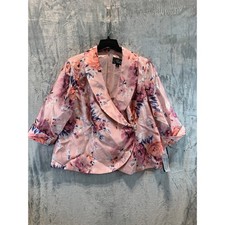 Alex Evenings Blush Multi Floral Metallic Shawl Collar Wrap Jacket 2X 8492017 picture
