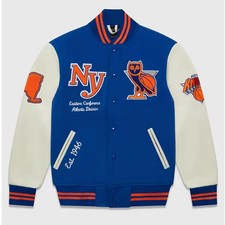 OVO New York Knicks Wool Varsity Letterman Jacket Men's Bomber picture