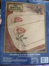 Vogart Crafts ROSE TRELLIS PLACEMATS Set of 4 Stamped Cross Stitch Kit #8738C picture
