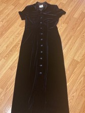 VTG/ Chelsea Rousso Dark HIP Blue Velvet Maxi Dress 80s Fashion Sz 8( C40