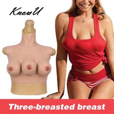 US Three-breasted Silicone Breast Forms 3 Boobs C Cup Transgender Crossdresser picture