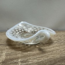 Vintage Fenton French Opalescent Glass Hobnail Double Handled Bonbon Nappy Dish picture