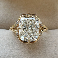 4.20Ct Cushion Cut Lab Grown Diamond Engagement Ring 14K Yellow Gold IGI F VS1 picture