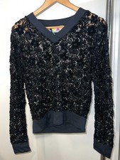 ASHISH black hand-beaded & sequin embellished lace top size S - AW 2005 London picture
