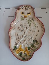 Anthropologie Nathalie Lete Snowy Owl Serving Platter Ceramic Holiday HTF  picture