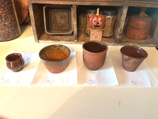 Antique Pennsylvania Red Ware Cream Pots Or Apple Butter Jars 19th. C. picture