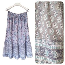 Anokhi Indian block print cotton midi skirt boho hippy ethnic artisan east s m picture