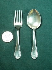Vintage LUNT Sterling Silver Baby Spoon & Fork, 36 grams picture