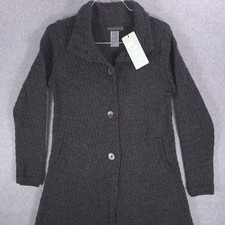Irelands Eye Virgin Wool Textured Knit Button Cardigan Sweater Womens Small picture