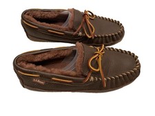 L.L.Bean Wicked Good Moosehide Moccasins Men’s 8 M Shearling Lined Slippers  picture