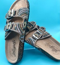 Jellypop Bohemian Style Multicolor Beaded Double Buckle Slide Women’s Sz 8 picture