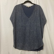 Loft Blue Sleeveless Top w/Front Dapple Dot Pattern & Sheer Solid Back - SZ L picture