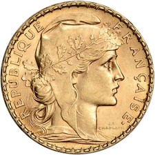 France Gold 20 Francs (.1867 oz) - Rooster - XF/AU - Random Date picture