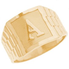 10k or 14k Yellow Gold Large A Mens Ring picture