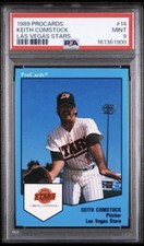 1989 ProCards Keith Comstock #14 Las Vegas Stars Ball in Nuts PSA 9 MINT picture