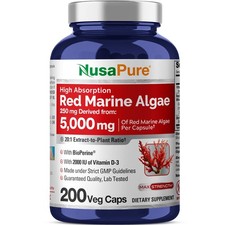 Red Marine Algae 20:1 Extract 250 mg Veggie Capsules - Non-GMO, Soy Free picture