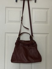 NWOT American Leather Co Ada Triple Entry Satchel Bag Red Wine Smooth Crossbody picture