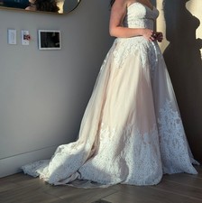 Morilee by Madeline Gardner 1169 Ivory Lace Tulle Ball Gown Train, Size 14 picture