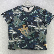 H&M Teens T Shirt XL X-Large Animal Print Short Sleeve Cotton Multi Color Casual picture