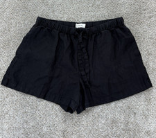Everlane The Drawstring Boxer Short in European Flax Linen Women's Size L Black picture