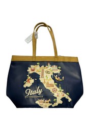 Disney EPCOT World Showcase Italy Large Tote Bag Navy Blue Tan Embroidered picture