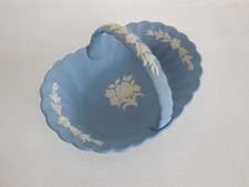 Wedgwood Blue Jasperware Floral Flower Basket picture