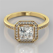 1.80 Ct Princess Cut Lab Created Diamond Wedding Ring 14K Yellow Gold picture