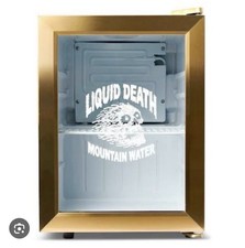 Liquid Death GOLD Mountain Water Mini Fridge Refrigerator Rare, Hard To Find picture