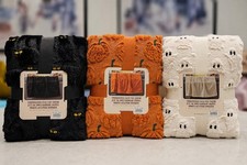 NWT Costco Halloween Faux Fur Throw Blanket Lot of 3 Ghost Cat Pumpkin picture