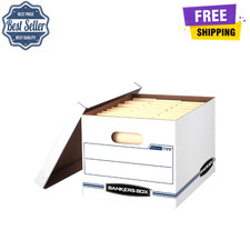 Bankers Box Basic Duty Letter/Legal Storage Box with Lids, White Color, 10 Pack picture