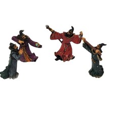 Vintage Wizard Figurines Set of 4 Fantasy Sorcerer Resin Statues Multi-Color picture