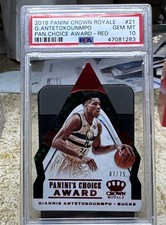2018-19 Panini Crown Royale -lChoice Award Giannis Antetokounmpo 7/75 PSA 10 picture