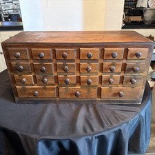 Antique 21 Drawer Hardwood Table Top Apothecary Watchmaker Cabinet picture
