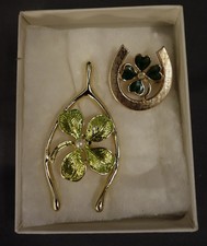 Vintage 4 Leaf Clover, Shamrock Brooches Horseshoe, Gerry's, St Patrick's, Irish picture