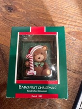 Hallmark Keepsake Ornament 1989 Baby's First Christmas Bear with Candy Cane NIB picture