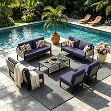 Aluminum Patio Furniture Set 8 Seats Outdoor Sectional Couch with, Garden picture