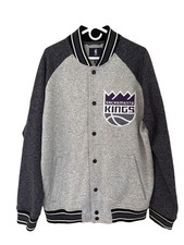 NBA Sacramento Kings Full Snap Fleece Grey Jacket Men’s XL picture