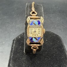 Vintage Relide 9ct Gold Enamel Ladies Manual Wind Watch 15 Jewels Working picture