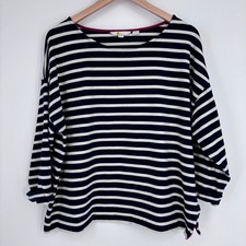 Boden Breton Striped Top Womens 20/22 Navy White Cotton Boat Neck Nautical Shirt picture
