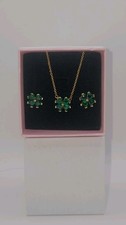 New PANDORA 14k-plated Sparkling Lucky Clover Necklace Earrings Jewelry Gift Set picture