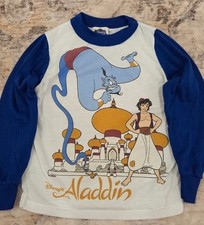 1990's Vintage Disney Aladdin Genie Graphic Pajama Long Sleeve Shirt USA 6/7 picture