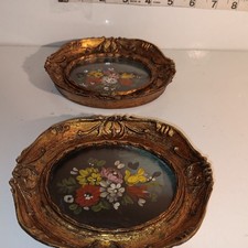 Pair Of Vintage Mid-century miniature Oil Pintings By Tara Productions Inc. picture