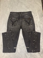D&G Dolce & Gabbana Vintage Y2K Grey Distressed Skinny Jeans Grunge Size 29 picture
