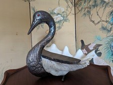Mid Century Italian BRONZE GABRIELLA BINAZZI SWAN Giant Clam Shell Sculpture picture