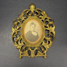 Antique Ornate Gilt Cast Metal Oval Picture Frame Victorian Portrait 2225 picture