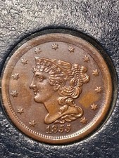 1855 BRAIDED HALF CENT. MS/ BU/ BN. HIGH RATED MS. COLLECTORS CHOICE picture